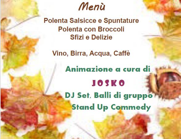 Pranzo sociale/Festa d’autunno                  Domenica 12 novembre