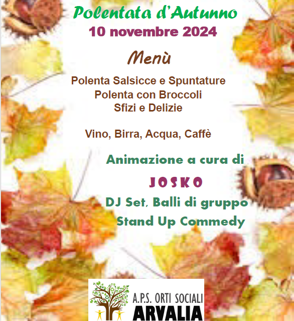 Pranzo sociale/Festa d’autunno                  Domenica 12 novembre